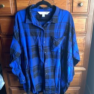 Plus 3/4 Sleeved Lightweight flannel
